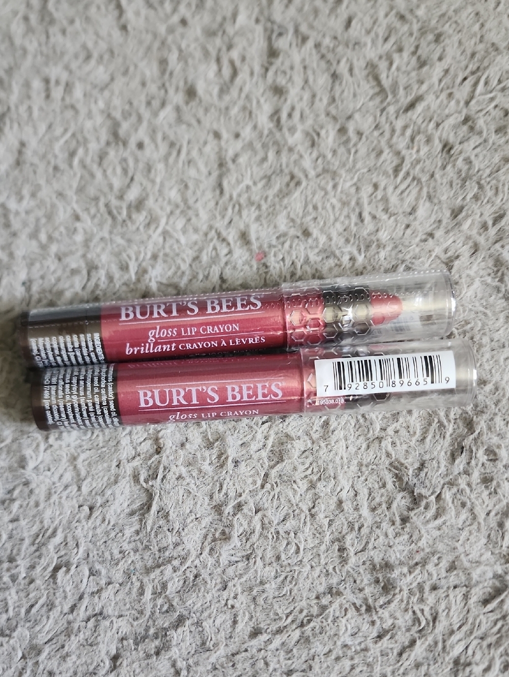 2 Burt's Bees Duo Gloss Lip Crayons - Rose Mauve